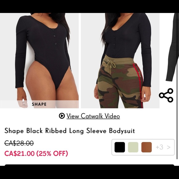 Black Ribbed Long-Sleeve Shape Bodysuit - Picture 10 of 13